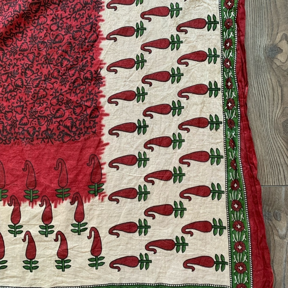Red And Cream Patterned Scarf - image 4